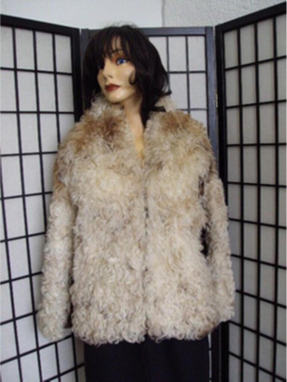 MINT MONGOLIAN LAMB FUR JACKET COAT W/ SUEDE UNDER THE ARMS WOMEN WOMAN SIZE 2-4